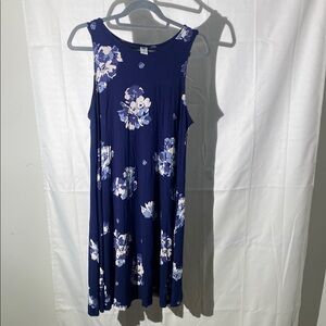 Old Navy Floral Sleeveless Navy Dress